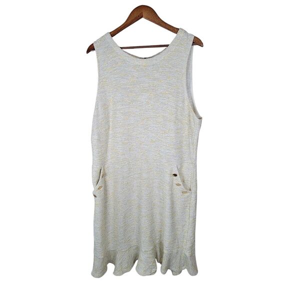 LOFT Dresses & Skirts - NWT Loft Plus Size 18 Yellow Tweed‎ Sleeveless Knee Length Dress Gold Button